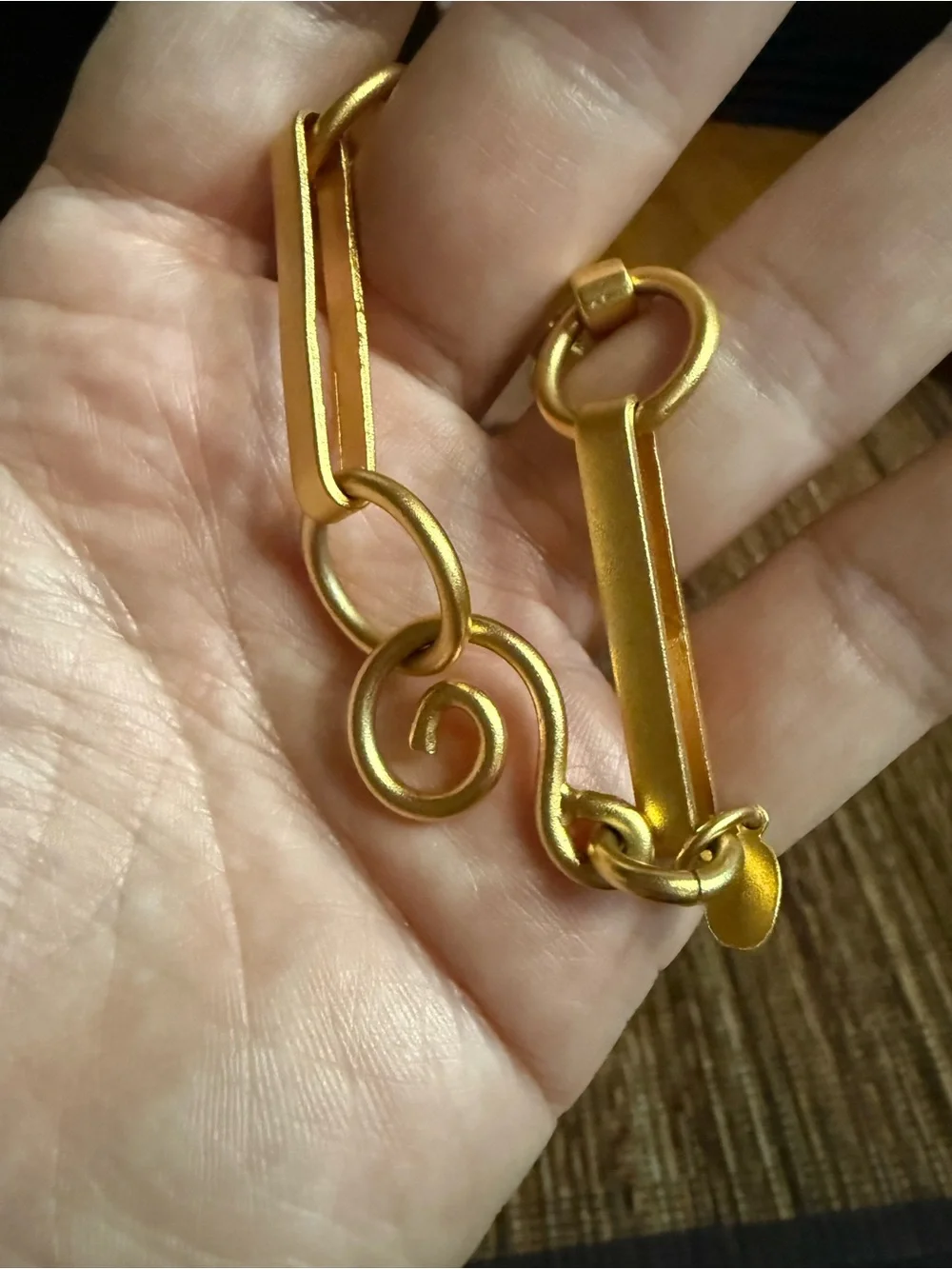 Martha Sturdy Chain Bracelet Gold Plated Matte Finish Modernist Post Modern - Picture 6 of 9
